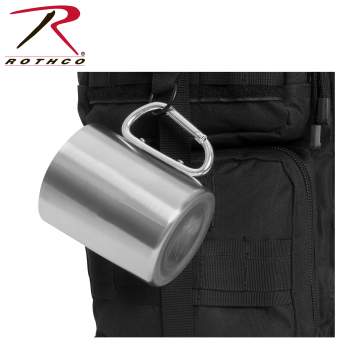 Insulated Stainless Steel Portable Camping Mug With Carabiner Handle – 15 oz