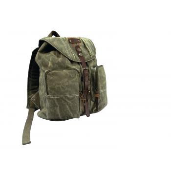 Stone Washed Canvas Backpack w/ Leather Accents